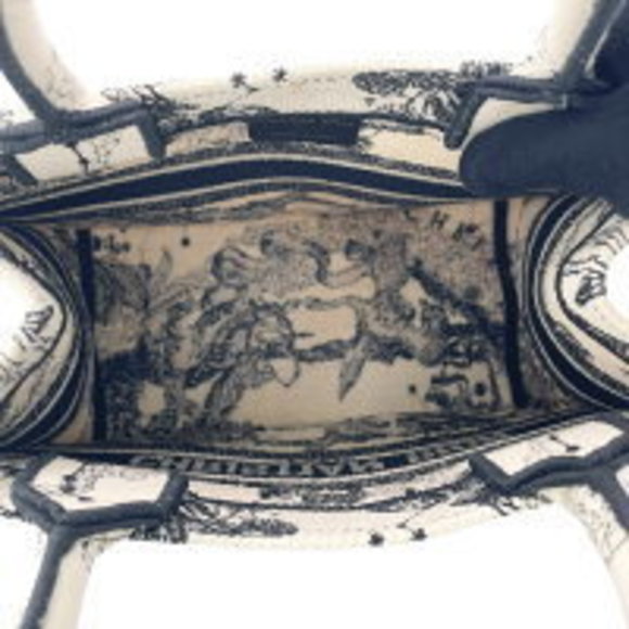 Christian Dior Book Tote Toile de Jouy Zodiac Small Handbag White Black KJ - Picture 7 of 11